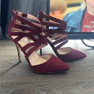 Chic Burgundy Strappy Heels